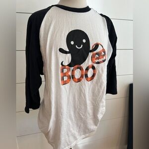 Boo ghost Halloween raglan tee